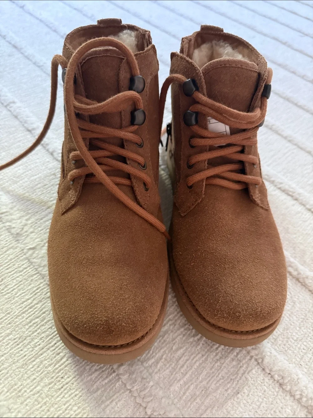 UGG Bethany Kids Chestnut Suede Lace-Up Ankle Boots Kids Size 3